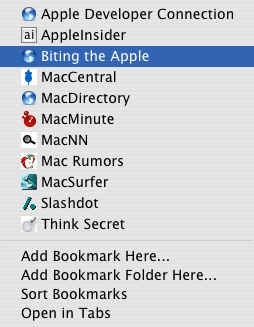 Bookmarks Submenu